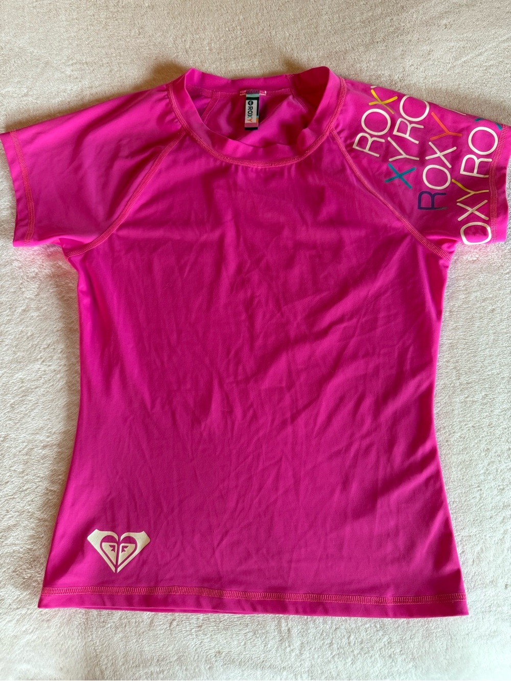 Vintage Roxy Women’s ' Hot Pink Short Sleeve Rash Guard Top